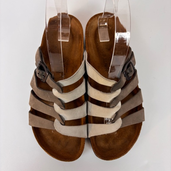 Naot Leather Multi-Strap Lining Sandals Cork Footbed Comfort Shoes Gray Silver 5 - Picture 4 of 14